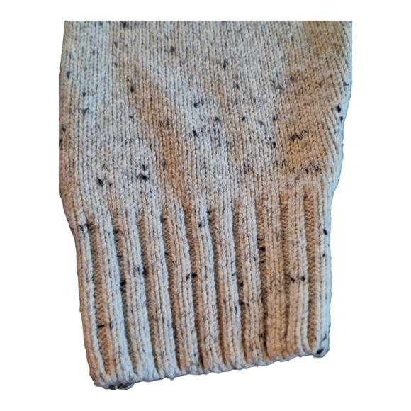 Chaps Tweed Mock Neck Popover Sweater Cotton Blend Elbow Patch Oatmeal Speck XL - Picture 9 of 15